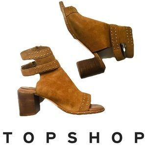 Topshop Suede Studded Heeled Shoeties Sz 7
